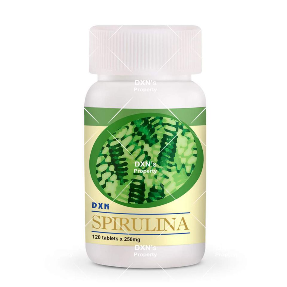 DXN Spirulina 120 Tablet mavi-yeşil alg ya da siyanobakterinin bir türüdür. Organik olarak lisanslı olan DXN çiftliklerinde, özel havuzlarda doğal olarak seçilmiş en iyi tür yetiştirilmekte, herhangi bir şekilde böcek ilacı veya zirai ilaç kullanılmamaktadır.